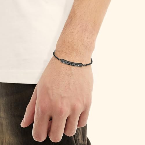 Oinsi Cremation Jewelry Urn Bracelet for Ashes for Women Men Adjustable Memorial Ashes Keepsake Bangle Manmade Rope Braided Bracelet - color: B-Black - Always In My Heart