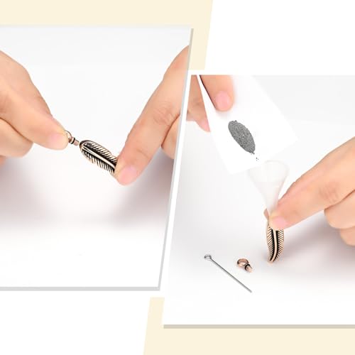 Oinsi Stainless Steel Feather Urn Necklace Hold Cremation Ashes Keepsake Memorial Jewelry +Box+Fill Kits - color: Customize