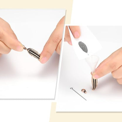 Oinsi Stainless Steel Feather Urn Necklace Hold Cremation Ashes Keepsake Memorial Jewelry +Box+Fill Kits - color: Customize