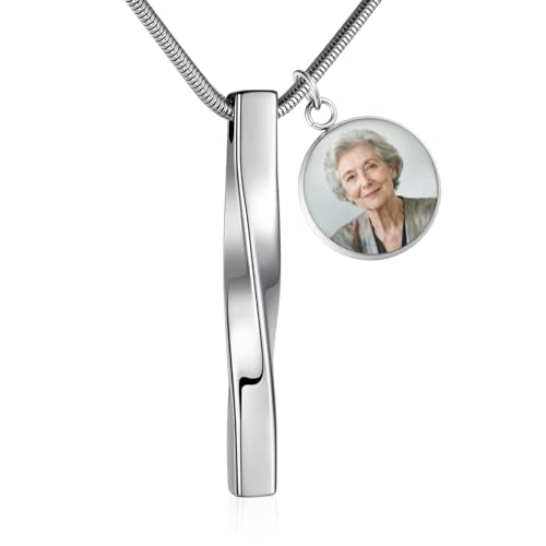 SOITIS Urn Necklaces for Ashes Cremation Jewelry Twist Necklace for Ashes Stainless Steel Urn Pendant for Women Men Jewelry for Ash Memorial Keepsake - color: Silver-Custom