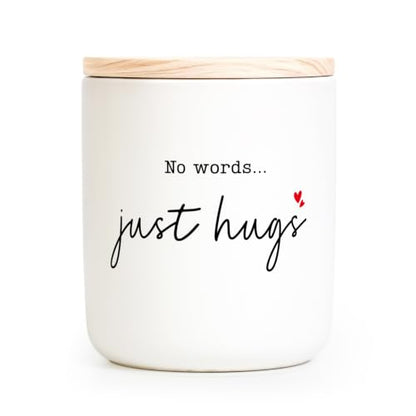 Sympathy Gifts for Loss of Loved One - No Words Just Hugs Candle | Lavender Scented Candle, Memorial Gifts, Bereavement, Grief, Thinking of You, Get Well, Condolence Candle for Women, Soy Wax