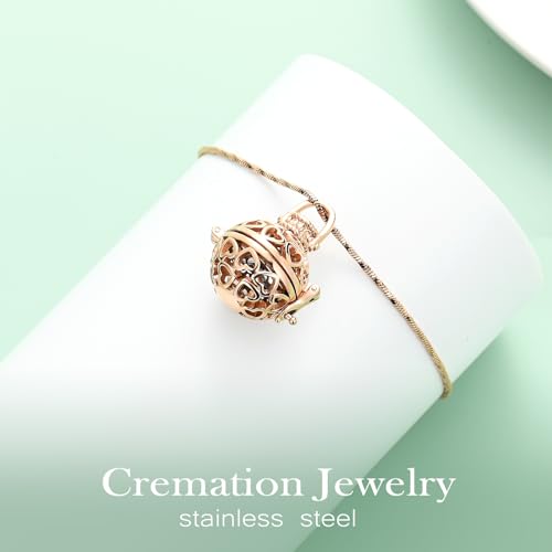 Yinplsmemory Cremation Jewelry Urn Necklace for Ashes with Mini Keepsake Jar - color: Rose gold&silver