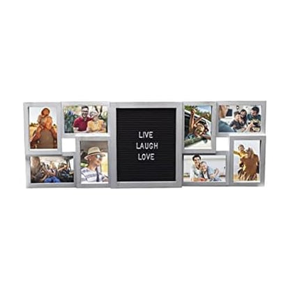 MELANNCO Customizable Letterboard 8-Opening Photo Collage, 31 x 11 inch, Distressed White - color: Distressed White, size: 31x11 - 8 Opening