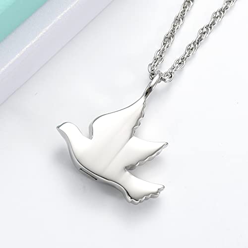 shajwo Cremation Jewelry for Ashes Stainless Steel Peace Dove Urn Keepsake Memorial Ash Holder Cremation Urn Pendant Necklace - color: Customize