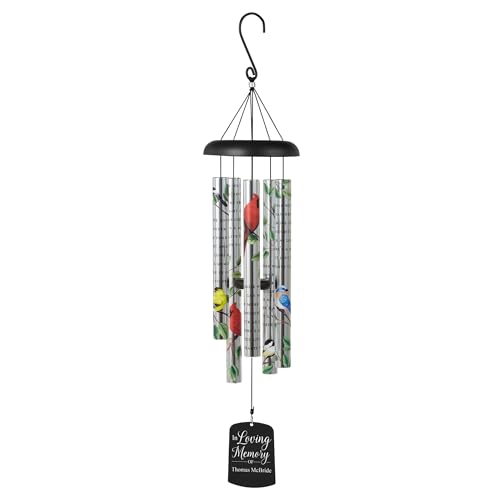 Let's Make Memories Personalized Memorial Wind Chime - Engraved Sonnet - Sympathy - Custom Condolences - in Loving Memory - style: In Loving Memory - Birds