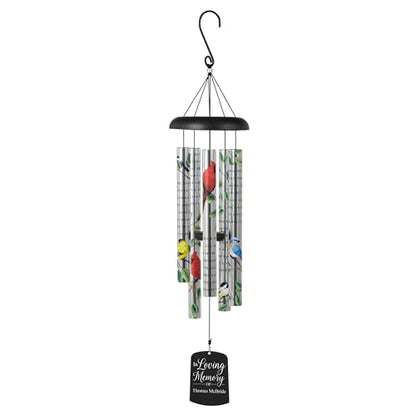 Let's Make Memories Personalized Memorial Wind Chime - Engraved Sonnet - Sympathy - Custom Condolences - in Loving Memory - style: In Loving Memory - Birds