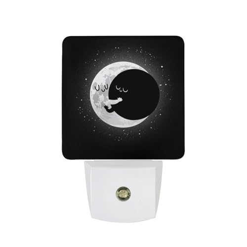 Cute Lunar Eclipse Night Light, Plug into Wall Decor Nightlights for Bedroom, Bathroom, Hallway, Kitchen, with Dusk to Dawn Light Auto Sensors LED Night Lights for Boys Girls Women Men Room Gifts - color: Cute Lunar Eclipse