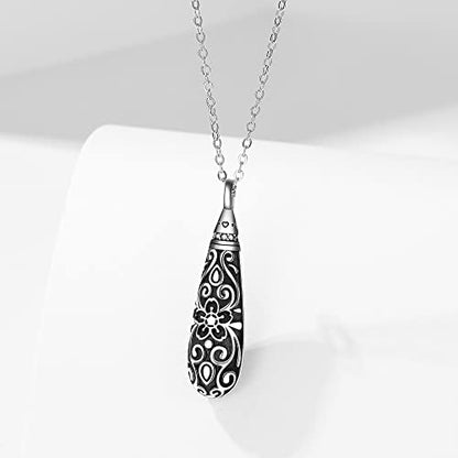 Sterling Silver Flower Tree Life Cremation Urn Necklace for Women - color: Tear *Cherry