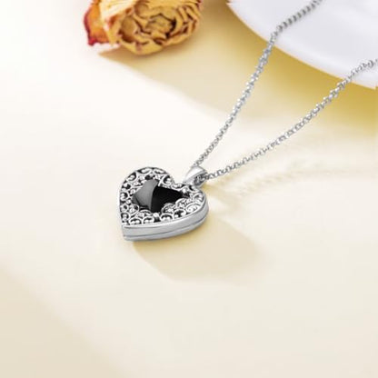 Dorunmo Personalized Locket Necklace 925 Sterling Silver that Holds Pictures Butterfly Birthstone Photo Heart Locket Custom Jewelry Congratulations New Beginnings New Job Gifts for Women - color: Butterfly Black, style: Personalized Photo + Text