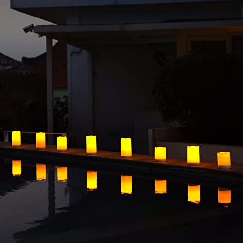 Homemory Solar Candles Outdoor Waterproof, Dusk to Dawn Sensor, 3"x4"5" 6" | Rechargeable Candles, IP65 Water-resistant Solar Powered Flameless Candles for Outdoor, Lanterns, Patio, Garden, Set of 3 - size: D3"xH4"5"6", 3 Pcs, Plastic