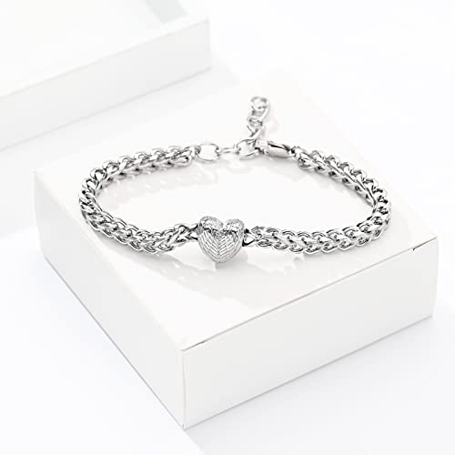 Heart Urn Link Bracelet for Ashes for Women Stainless Steel Cremation Jewelry Adjustable Keepsake Bangle Memorial Gift - color: A