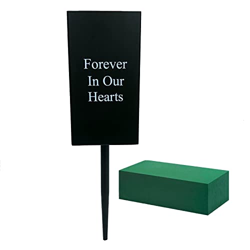 Metal Grave Vase Flower Holder in Ground Cemetery Vase Grave Decorations with Spikes and Floral Foam (Square) - style: Square
