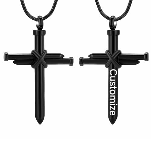 Cremation Jewelry for Ashes Pendant - Cross Urn Necklace with Mini Keepsake Urn Memorial Ash Jewelry - color: Customize-Style 2