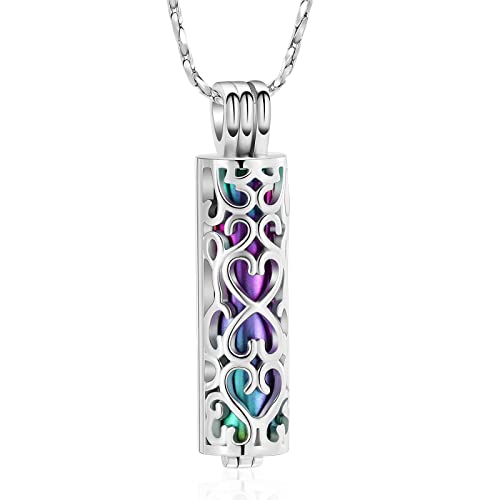 Imrsanl Cylinder Cremation Urn Necklace for Ashes of Loved One - color: Silver Colorful