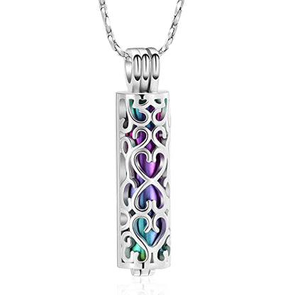 Imrsanl Cylinder Cremation Urn Necklace for Ashes of Loved One - color: Silver Colorful