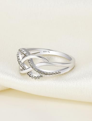 YL Celtic Knot Rings 925 Sterling Silver Twisted Knot Ring Birthstone Infinity Statement Jewelry for Women-size5 - color: 08-peridot-Aug