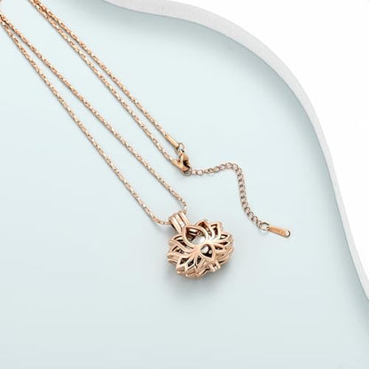 Imrsanl Cremation Jewelry for Ashes - Lotus Flower Ashes Pendant Necklace with Mini Keepsake Urn Memorial Ash Jewelry - color: Z-Rose Gold Silver