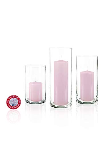yummi Set of 36 Slim Pillars and Cylinder Vases - Blush - color: Blush