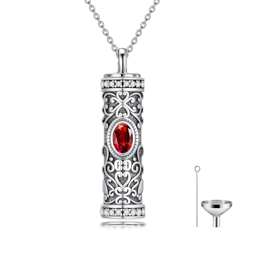 Seiyang Urn Necklace for Ashes 925 Sterling Silver Cremation Necklace with Birthstone Memorial Cremation Jewelry for Women Loved One - color: 01-January, style: Style A
