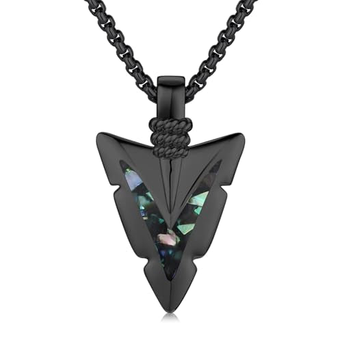 Arrowhead Necklace 925 Sterling Silver Arrow Pendant Necklace Jewelry Gifts for Men Women Lover - color: Black-A03