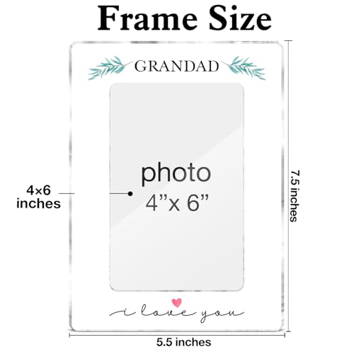 Grandad Gifts Picture Frame, Grandfather Gift From Granddaughter Grandson Kids, I Love You Gifts for Grandpa Pops Grandad Acrylic Picture Frames 4 x 6 Inch Photo - color: F-Grandad