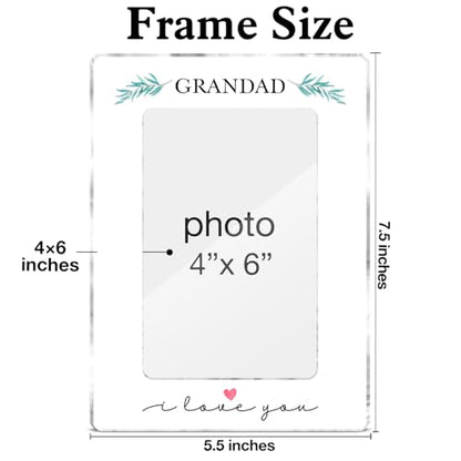 Grandad Gifts Picture Frame, Grandfather Gift From Granddaughter Grandson Kids, I Love You Gifts for Grandpa Pops Grandad Acrylic Picture Frames 4 x 6 Inch Photo - color: F-Grandad