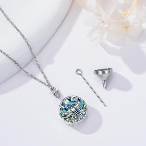 PELOVNY Urn Necklaces for Ashes of Loved Ones 925 Sterling Silver Personalized Heart Locket Urn Necklace Cremation Keepsake Memorial Jewelry Gifts for Women Men - color: Bee Urn