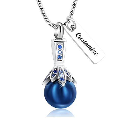 Memorial Jewelry Pearl Urn Necklace - Cremation Ashes Holder Keepsake for Women - color: Customize