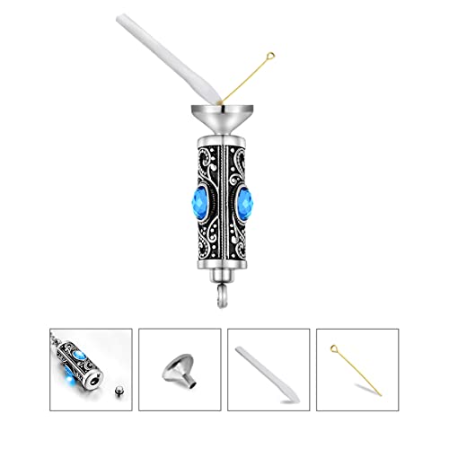XIUDA Crystal Cremation Urn Necklace for Ashes Keepsake Stainless Steel Memorial Pendant with Flower - color: Sea Blue