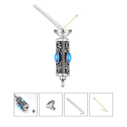 XIUDA Crystal Cremation Urn Necklace for Ashes Keepsake Stainless Steel Memorial Pendant with Flower - color: Sea Blue