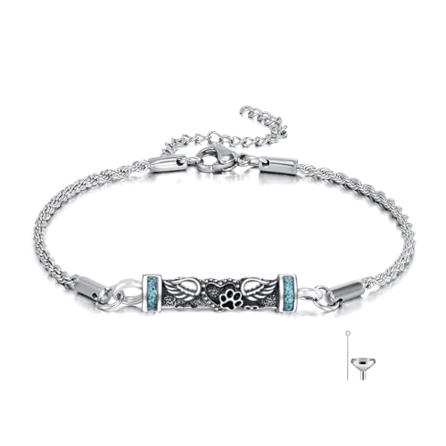 Urn Bracelet For Ashes 925 Sterling Silver Abalone Shell Cremation Keepsake Pendant Locket Bracelet For Women Men - style: Pet Wing