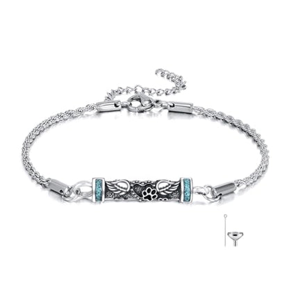Urn Bracelet For Ashes 925 Sterling Silver Abalone Shell Cremation Keepsake Pendant Locket Bracelet For Women Men - style: Pet Wing