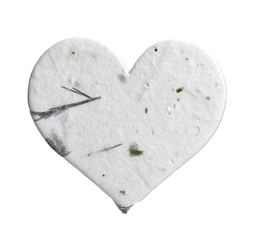 Of The Earth Handmade Paper - Wildflower Seed Paper Large Hearts - Recycled Flower Petals - Set of 24 (36s Fern & Chard) - color: 36s Fern & Chard