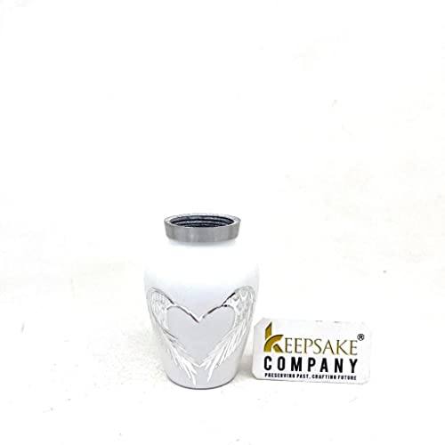 Keepsake COMPANY's White Small Urns for Human Ashes - Angel Wings Mini Urns - Cremation Keepsakes urns for Ashes – Urn -ERN - Tiny Urns for Men - (Single Miniature Urn) - color: White Matte