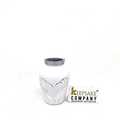 Keepsake COMPANY's White Small Urns for Human Ashes - Angel Wings Mini Urns - Cremation Keepsakes urns for Ashes – Urn -ERN - Tiny Urns for Men - (Single Miniature Urn) - color: White Matte