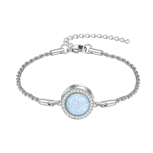 Urn Bracelet For Ashes 925 Sterling Silver Abalone Shell Cremation Keepsake Pendant Locket Bracelet For Women Men - style: opal