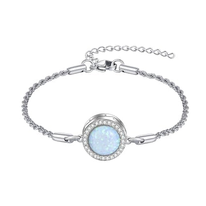 Urn Bracelet For Ashes 925 Sterling Silver Abalone Shell Cremation Keepsake Pendant Locket Bracelet For Women Men - style: opal