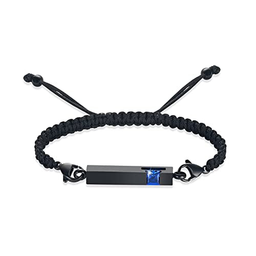 XSMZB Urn Bracelet for Ashes Stainless Steel Crystal Cube Cremation Bangle Locket Memorial Ashes Holder Keepsake for Women Men - color: Black-Blue