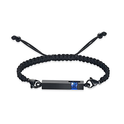 XSMZB Urn Bracelet for Ashes Stainless Steel Crystal Cube Cremation Bangle Locket Memorial Ashes Holder Keepsake for Women Men - color: Black-Blue