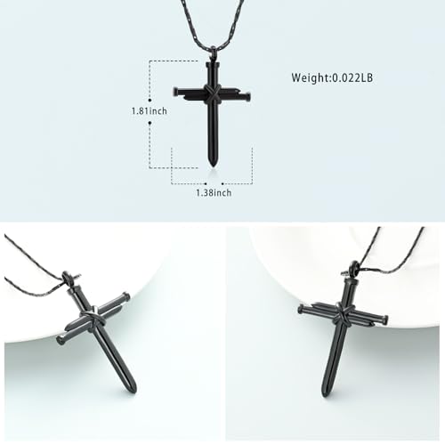 Imrsanl Cremation Jewelry Nail Cross Urn Necklace Pendant - color: Black