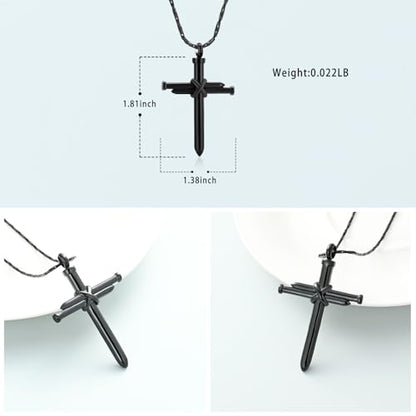 Imrsanl Cremation Jewelry Nail Cross Urn Necklace Pendant - color: Black