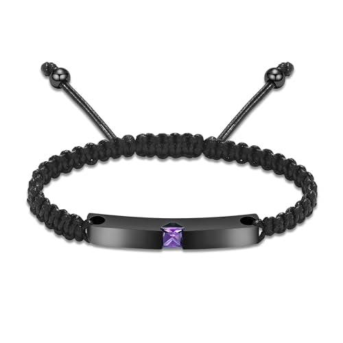 Imrsanl Cremation Jewelry Urn Bracelet for Ashes - Braided Adjustable Bracelet for Men Women - Manmade Urn Jewelry - color: Purple Stone