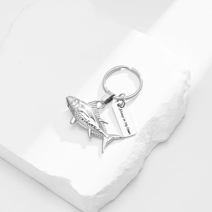 Hearbeingt Fish Hook Urn Keychain for Ashes Fishing Cremation Jewelry | Stainless Steel,Memorial Keychain,Urn Pendant, Ash Holder for Human Pet,Keepsake Jewelry,Bereavement Gift,with Fill Tool - color: Silver