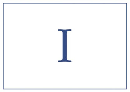 Caspari Navy Embossed Initials Boxed Note Cards in Letter I, 8 Cards & Envelopes - color: Navy I