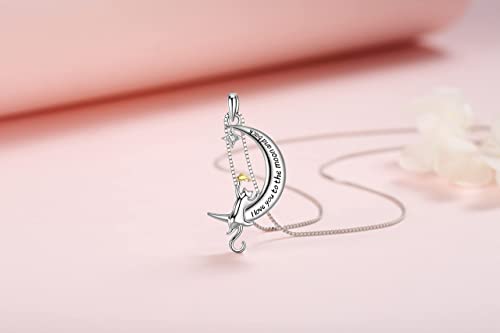 Sterling Silver Cat Necklace Jewelry Memorial Gifts for Cat Lovers | Cat Pendant Necklace ，Cute Dainty Animal Remembrance Jewelry Birthday Gifts for Cat Mom Her Women - style: I love you to the moon and back 1