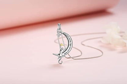 Sterling Silver Cat Necklace Jewelry Memorial Gifts for Cat Lovers | Cat Pendant Necklace ，Cute Dainty Animal Remembrance Jewelry Birthday Gifts for Cat Mom Her Women - style: I love you to the moon and back 1