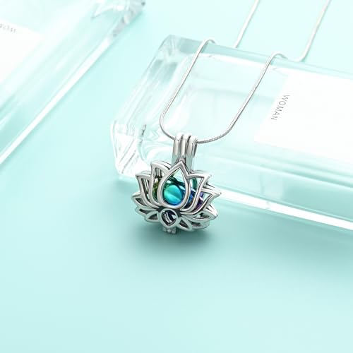 Cremation Jewelry Lotus Flower Urn Necklaces for Ashes Stainless Stell Memorial Ash Pendant Necklaces with Mini Urn Keepsake Ash Jewelry for Men Women Gifts with Funnel Filler Kit - color: Silver-Rainbow
