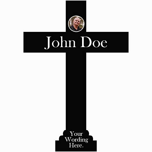 Personalized ACM Metal Cross Memorial Gift, Cemetery Memorial Plaque With Photo, Customizable Grave Marker Sympathy Gift, Use as Memorial Garden Flag, Yard Sign, Yard Decor (Cross 10) - style: Cross 10