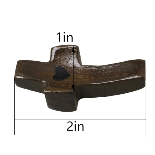 ZZHXSM 2PCS Prayer Cross Crafted from Black Walnut Wood Christian Gift Pocket Sized Heart Shaped Cross for Prayer Adult Encouragement Christian Spiritual Anchor Memorial Keepsake