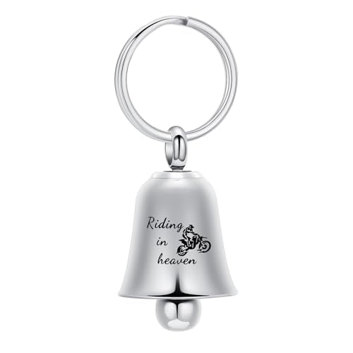 Imrsanl Bell Urn Necklaces for Ashes for Women Men Cremation Jewelry Keepsake Memorial Locket Urn Pendant Necklace for Human Ashes - color: Keychain-Silver